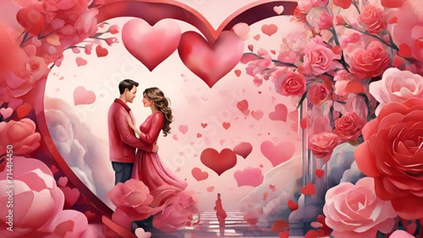 Fototapeta Make your Valentine's Day marketing stand out with a range of stylistic renderings that capture the essence of love. From dreamy watercolors to bold and graphic designs