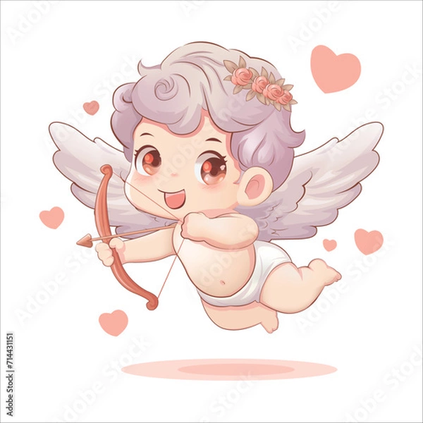Obraz Cupid Baby Character Mascot Isolate Vector