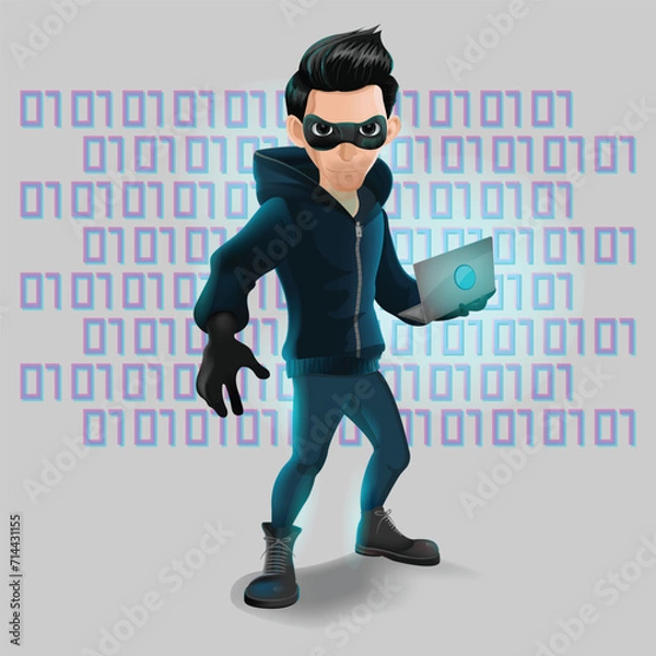 Fototapeta Digital Hacker Chacrter Mascot Isolate Vector