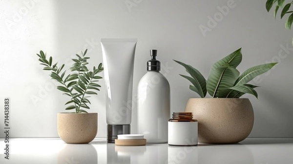 Fototapeta Various product bottles On a white background for use in design.