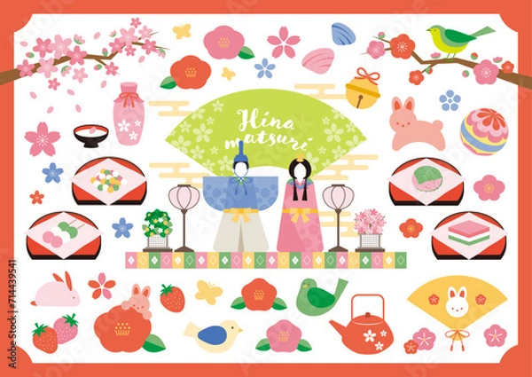 Fototapeta ひなまつりイラストセット