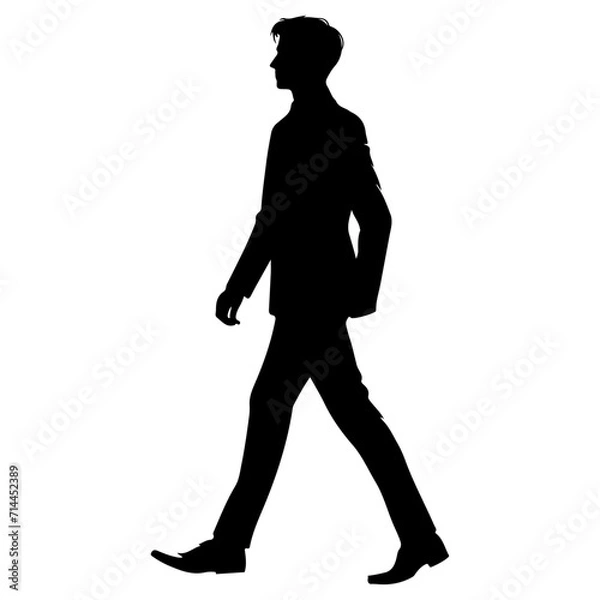 Obraz minimal business man and woman walking forward in winter clothing pose vector silhouette