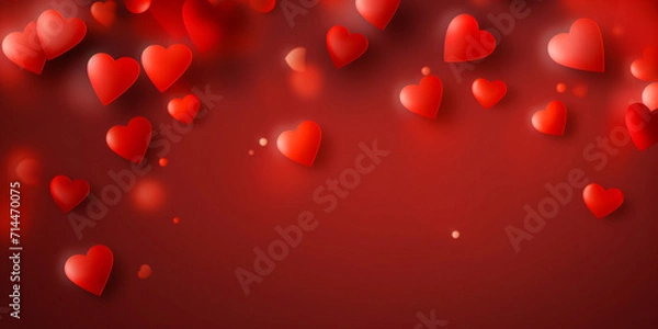 Fototapeta Valentine's Day abstract red background with hearts. Hearts texture red background with glitter love
