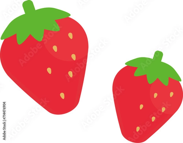 Obraz シンプルでかわいいイチゴのイラスト（フラットデザイン）
