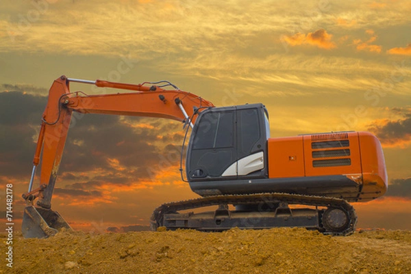 Obraz excavator at work in the construction
