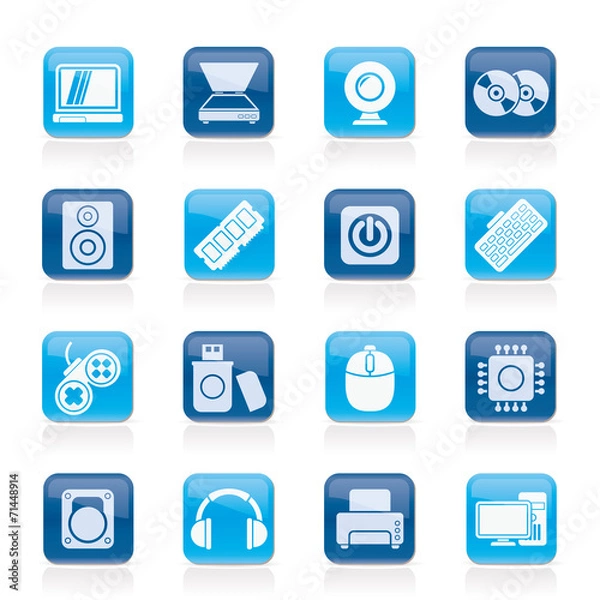 Obraz Computer Parts and Devices icons - vector icon set