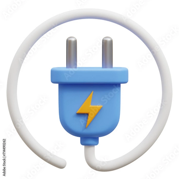 Fototapeta 3D Render Power Plug Icon, illustration isolated on white background, suitable for website, mobile app, print, presentation, infographic, and other projects.