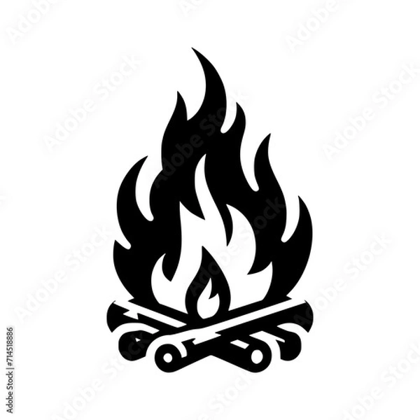 Fototapeta Vector Logo of a Crackling Fireplace. Evoking Coziness and Ambiance. Perfect for Logos, Branding, and Home Decor Businesses. High Quality Illustration, Isolated on a Clean Background.