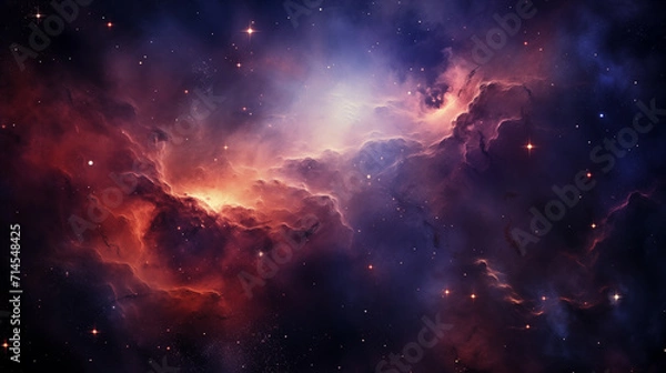Fototapeta Stars, star birth, outer space purple nebula clouds, ai-generated
