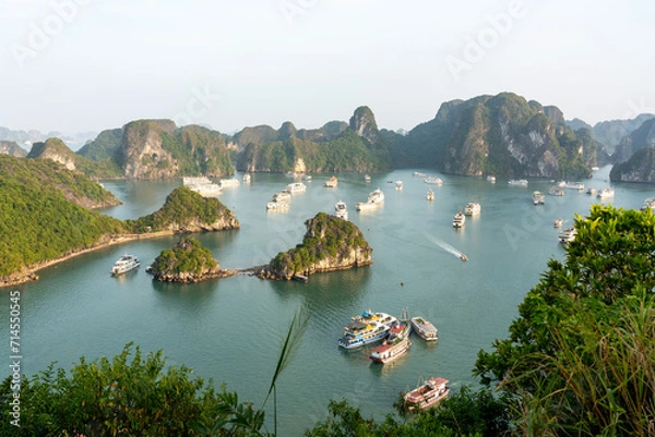 Obraz ベトナム・ハロン湾に停泊する船舶