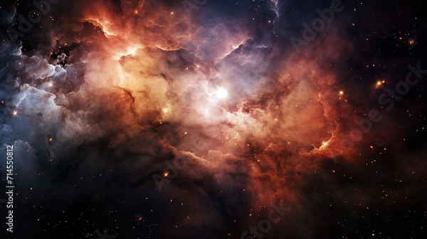Fototapeta Stars, Star birth, outer space purple nebula clouds, ai-generated