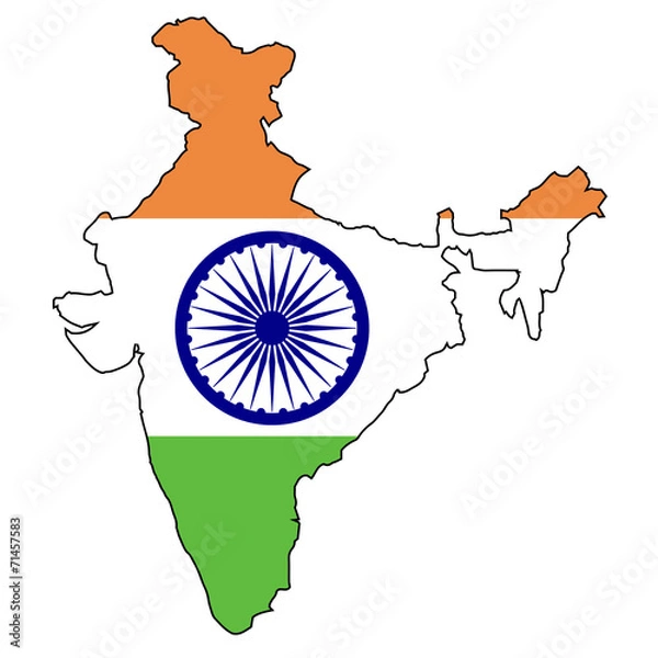 Obraz India Map Flag