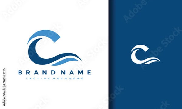 Obraz letter C water flow logo