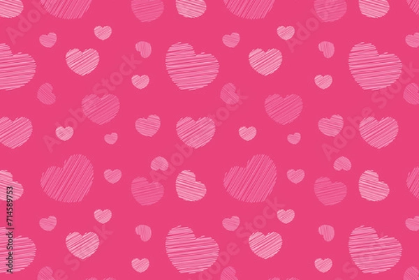 Fototapeta Vector love heart pattern, vector hand drawn Valentine's Day pattern, Valentine's Day background.