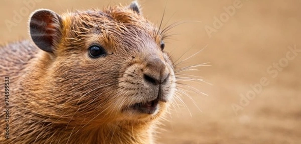 Fototapeta  a close up of a small animal with a blurry look on it's face and a blurry look on the face of the animal's face.