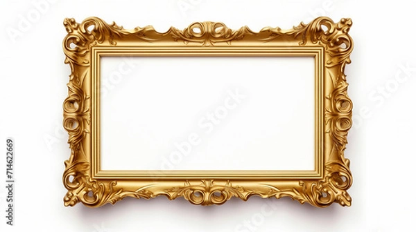 Fototapeta Vintage Wooden Picture Frame on White Background with Copy-Space Available for Text or Promotional Content - Classic Elegance for Your Creative Designs!