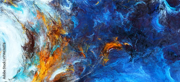 Fototapeta Art sea cyclone. Abstract painting banner. Dynamic background. Bright artistic pattern. Fractal artwork for creative graphic design
