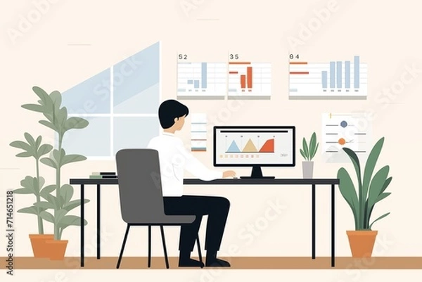 Fototapeta 新入社員のオフィス生活