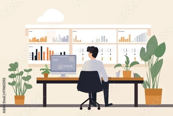 Fototapeta 新入社員のオフィス生活