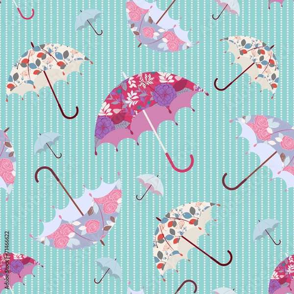 Fototapeta Umbrellas - autumn seamless pattern
