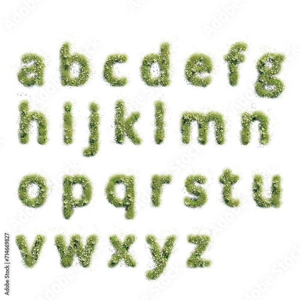 Fototapeta green grass alphabet, green grass alphabet letters, letter isolate