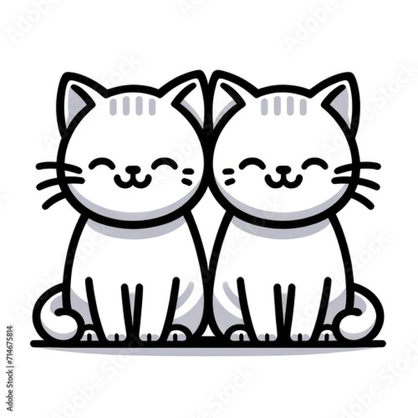 Obraz Cute cats are siting together with smiley face