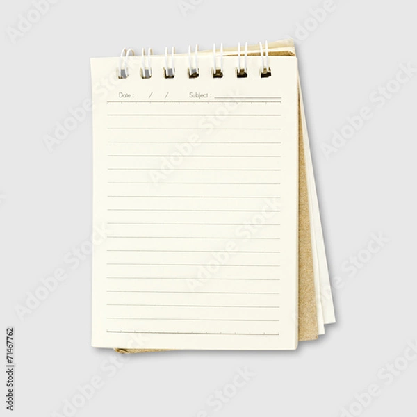 Fototapeta Open paper isolated on white background with reflect.