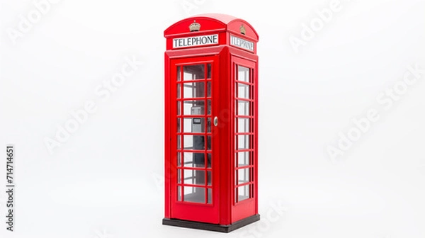 Fototapeta british red telephone box isolated in white background