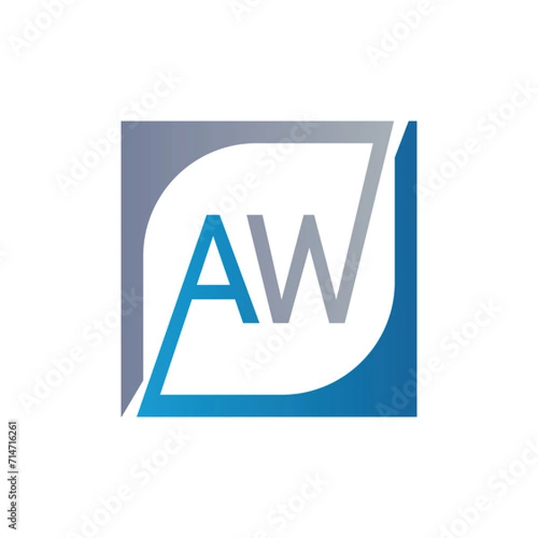 Fototapeta AW Logo Design Template Vector With Square Background.