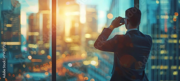 Obraz a leader looking towards the future, business vision 