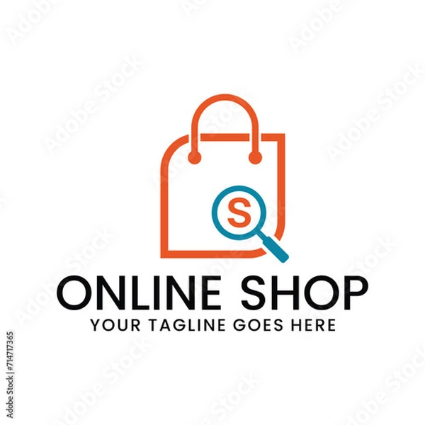 Fototapeta online shop logo, e-commerce vector template