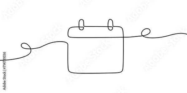 Fototapeta calendar continuous line drawing. One line art of calendar, memorable date, countdown, holiday, weekday and weekend. 	
