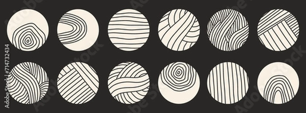 Fototapeta Hand drawn doodle abstract aesthetic shapes symbols illustration vector set banner wallpaper background modern pattern design rainbow squiggle circle bullet point to do symbol black and white png