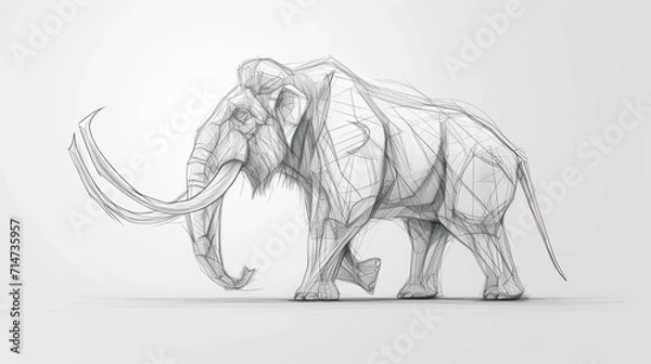 Obraz Hand pencil sketch drawing of mammoth the ancient prehistoric animal.
