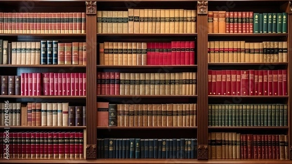 Fototapeta Step into a world of literary nostalgia with this captivating collection of photographs showcasing old bookshelves in a library. Each image tells a story of forgotten tales and cherished memories.