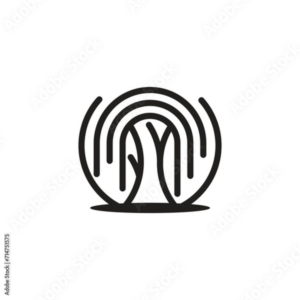 Fototapeta Abstract linear tree logo icon design