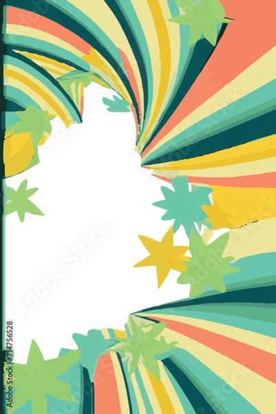 Fototapeta Psychedelic Summer Frame: Dive into the Colors of Spring and Summer with a Hippie-inspired Frame. Perfect for Groovy Parties, Esoteric Magic, and Vibrant Gatherings.