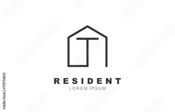Fototapeta T Letter Property logo template for symbol of business identity