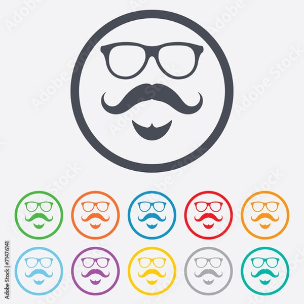 Obraz Mustache and Glasses sign icon. Hipster symbol.