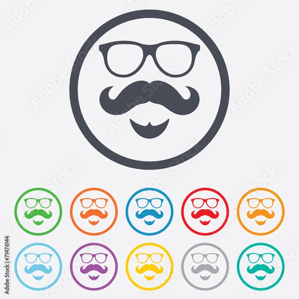 Obraz Mustache and Glasses sign icon. Hipster symbol.