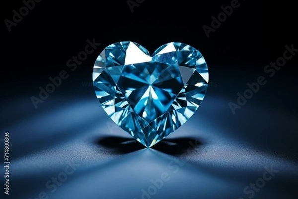 Fototapeta A blue heart-shaped diamond. Generative AI
