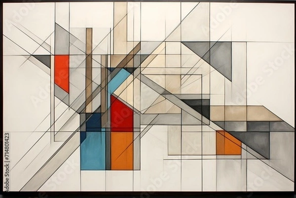 Fototapeta a geometric arrangement of intersecting lines in an artistic and non-representational manner. Generative AI