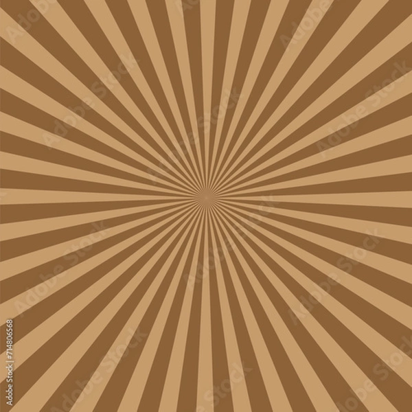 Fototapeta Chocolate burst background. Brown chocolate background with rays. Explosion of sun with fun beams. Chcolate-coffee backdrop. Abstract retro texture with center and sunlight. Vector.