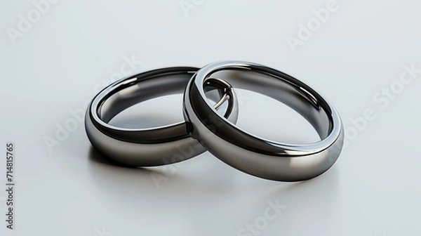 Fototapeta Modern Commitment: Sleek Titanium Rings for Couples