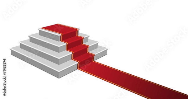 Fototapeta Staircase with Red Carpet, Vector Illustration.