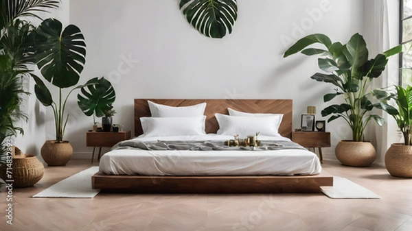 Fototapeta Luxurious Modern Living Room Inside a Hotel with Pool View Featuring Stylish Furniture and Elegant Interior Design