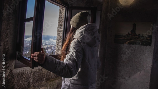 Fototapeta person in the window