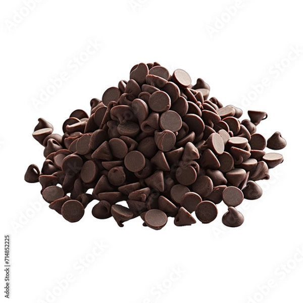 Fototapeta A Handful of Chocolate Chips.. Isolated on a Transparent Background. Cutout PNG.