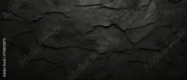 Fototapeta Textured Black Slate Background with Natural Patterns. Dark, moody tones, grunge style