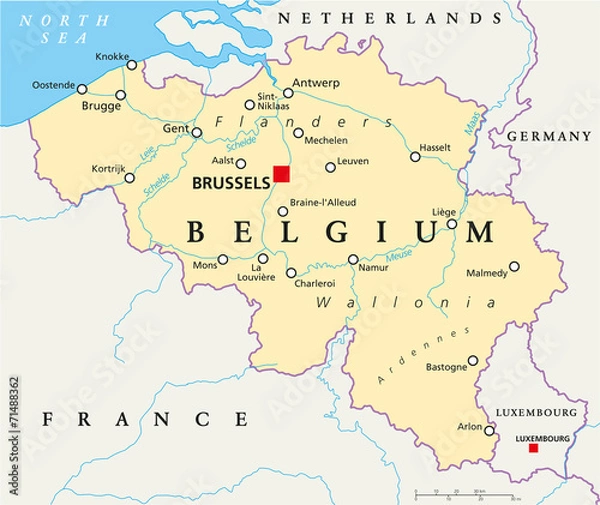 Obraz Polityczna mapa Belgii